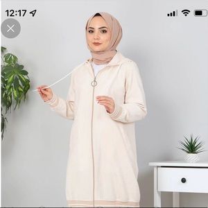 Missvale turkish beige ultra light zip up Islamic Muslim jacket hoodie sz 16 NWT